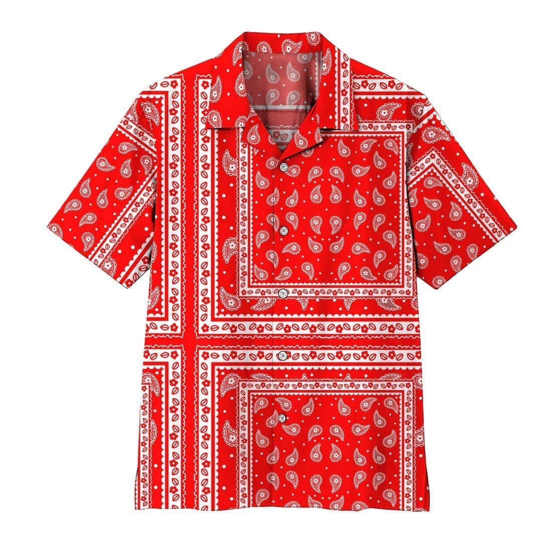 Red Paisley Pattern Hawaii Aloha Shirts L Ha52492