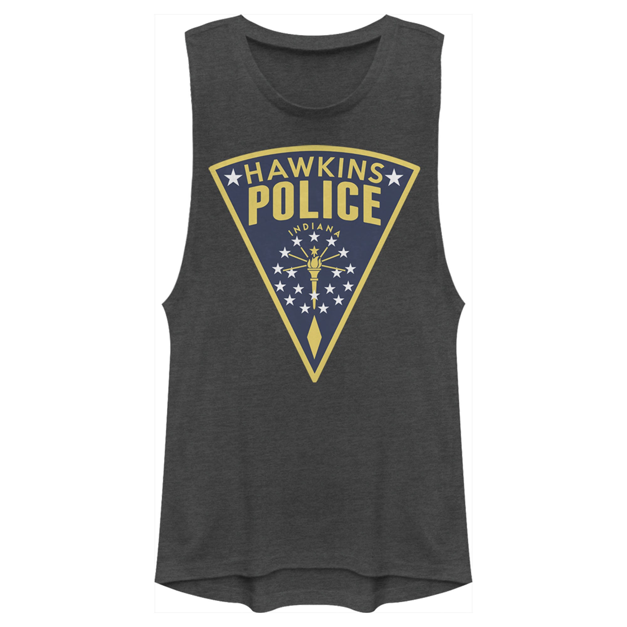 Stranger Things Junior’S Hawkins Police Crest  Festival Muscle Tee