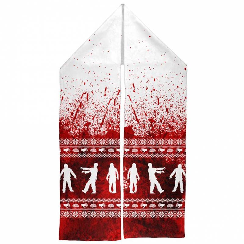 Ugly Christmas Sweater Bloody Zombie Attack Survivor Warm Fleece Scarf