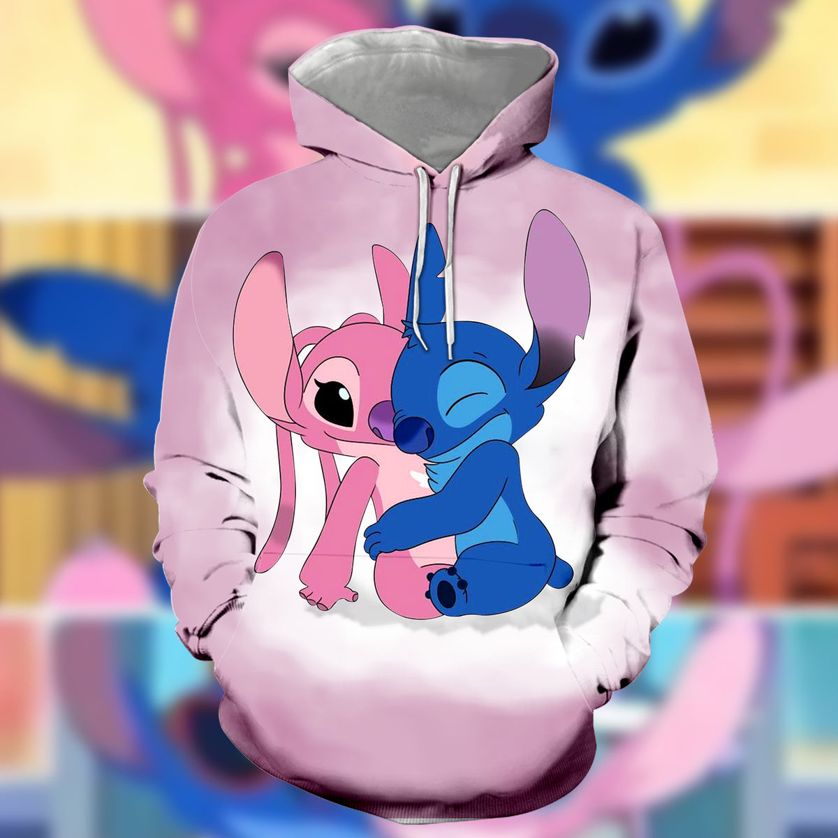 Stitch & Angel New Full All Over Print Hoodie, Lilo & Stitch Couple Hoodie, Custom Unisex Couple Hoodie, Zip Hoodie, Sweatshirt, T-Shirt