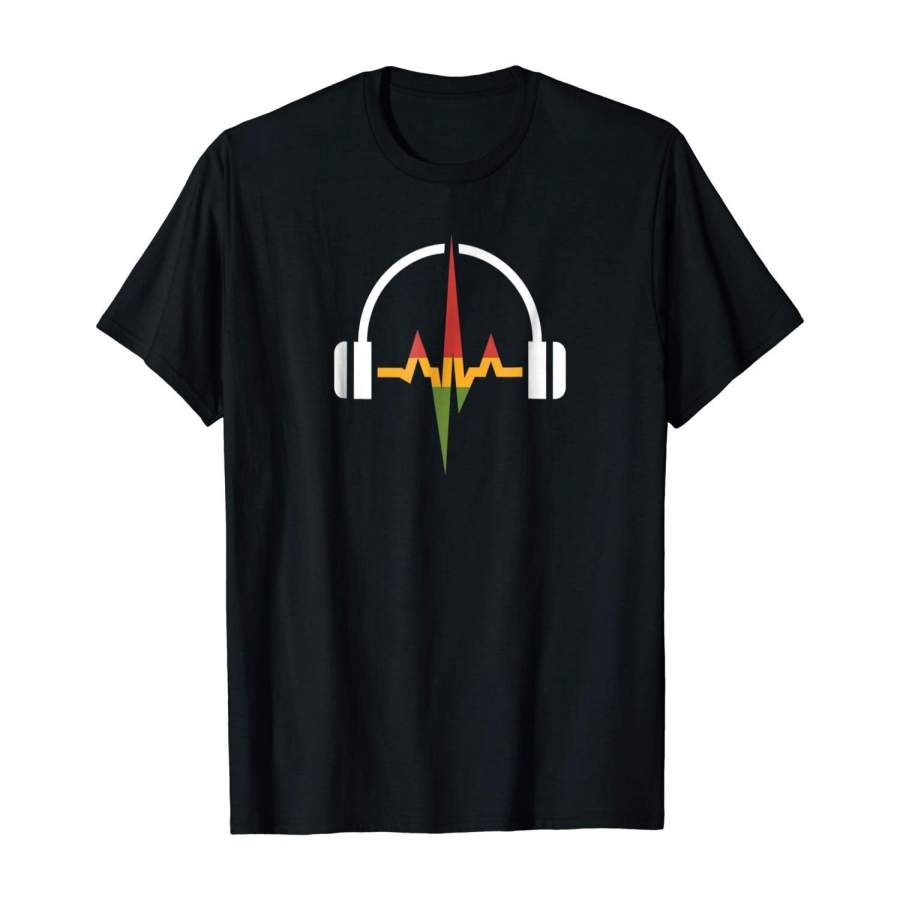 Rasta Headphones And Music Wave T-Shirt Men Printed T Shirt