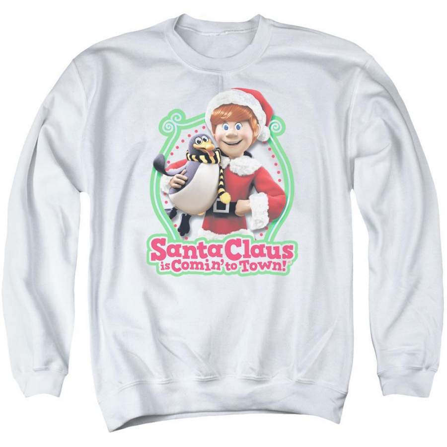 Santa Claus Is Comin to Town Penguin Men’s Crewneck Sweatshirt