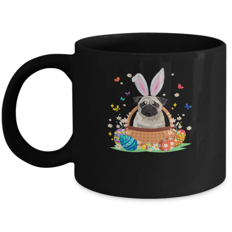 Pug Bunny Hat Rabbit Easter Eggs Mug