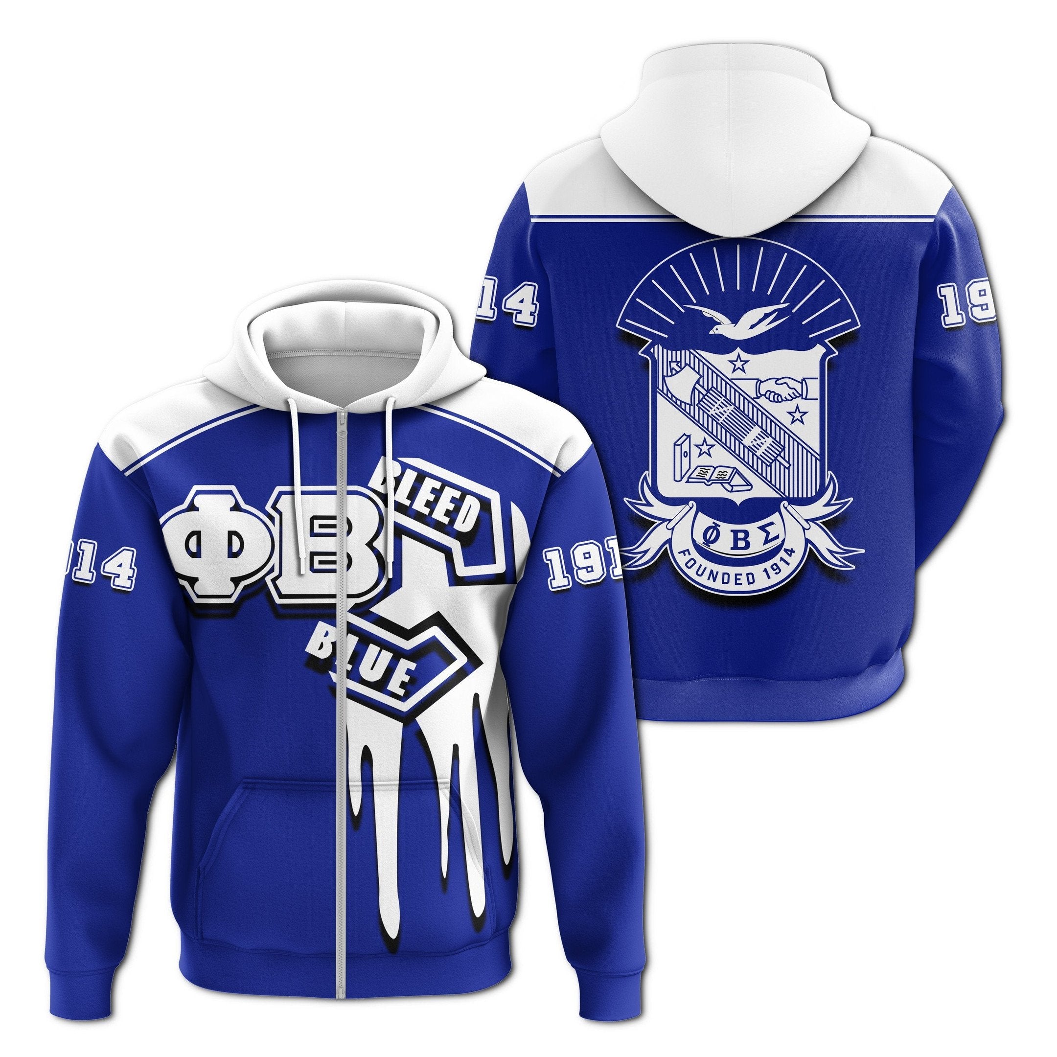 Fraternity Hoodie – Phi Beta Sigma Bleed Blue Zipper Hoodie