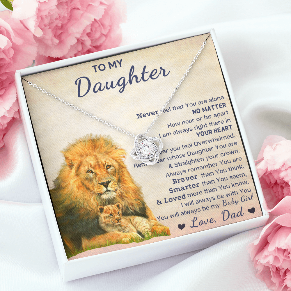 To My Daughter From Dad Necklace – You Will Always Be My Baby Girl, Necklace For Daughter, Love Knot Necklace