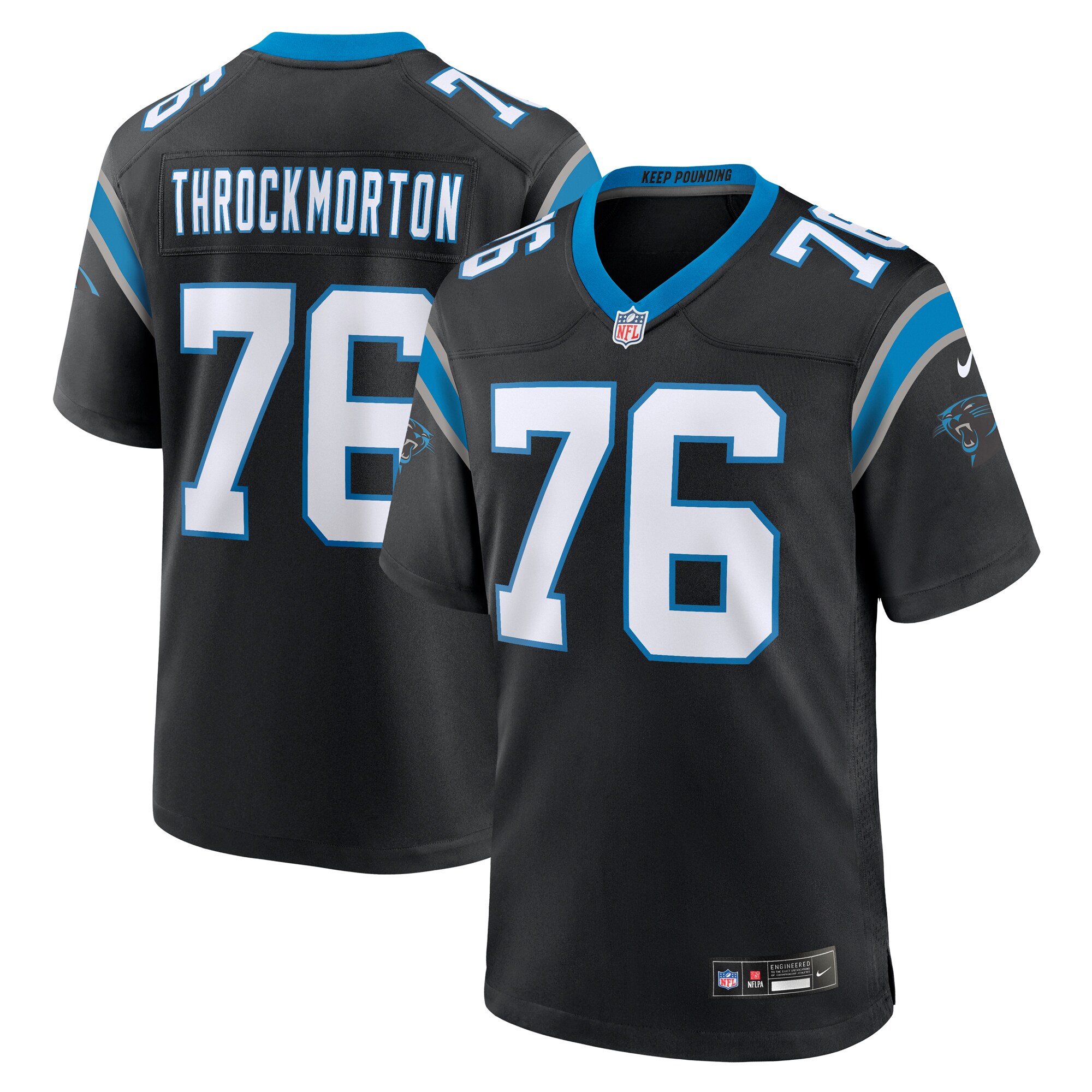 Calvin Throckmorton Carolina Panthers Team Game Jersey – Black