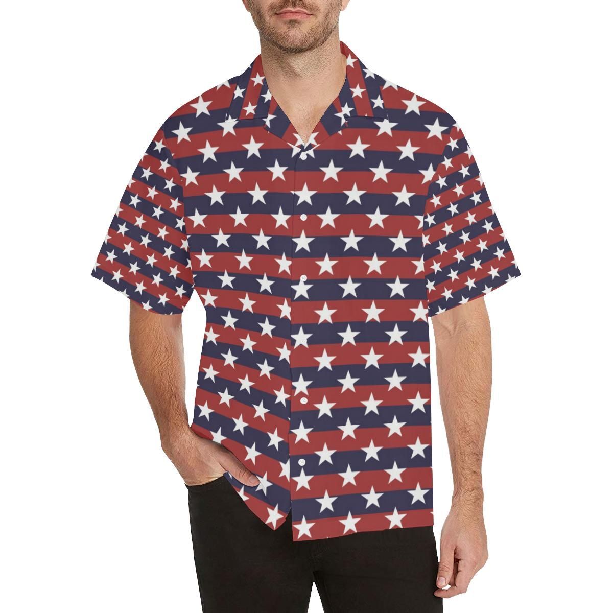 Usa Star Pattern Background Men’S All Over Print Hawaiian Shirt