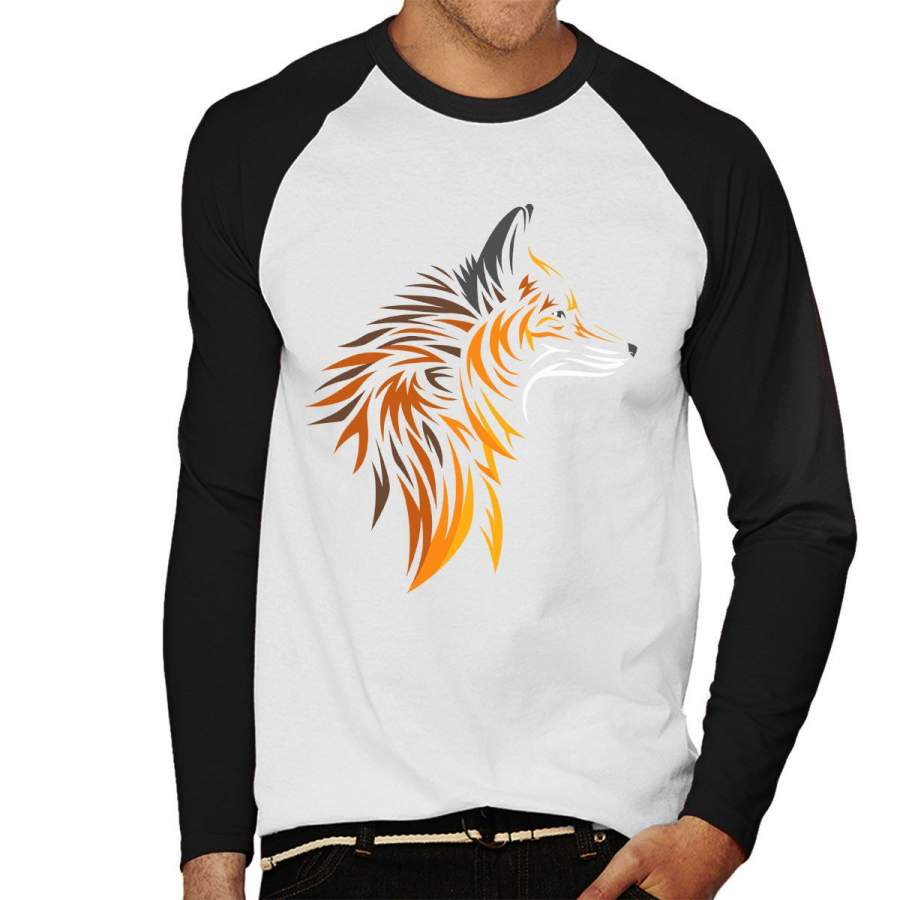 Fox Cutout Print Men’s Baseball Long Sleeved T-Shirt