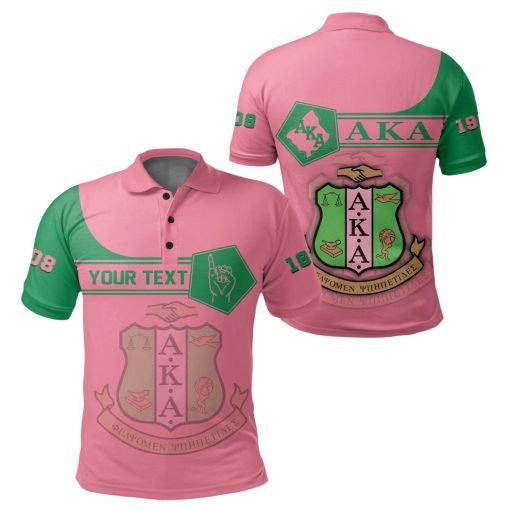 Alpha Kappa Alpha 1908 Emblem Simple Style Pink Personalized Polo Shirt