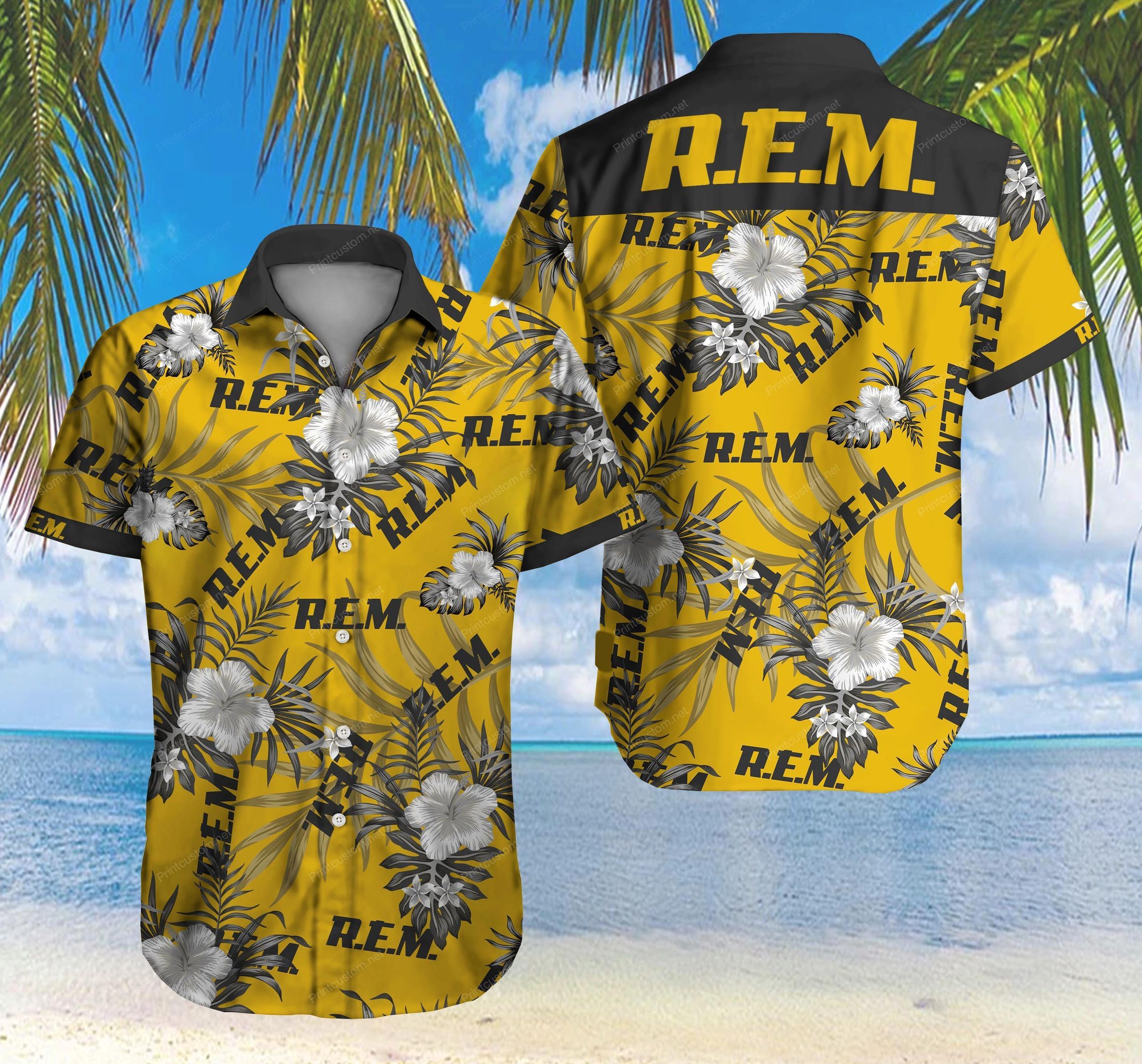 Rem Logo Hawaiian Shirt Summer Button Up For Men Beach Wear Short Sleeve Hawaiian Ha45712