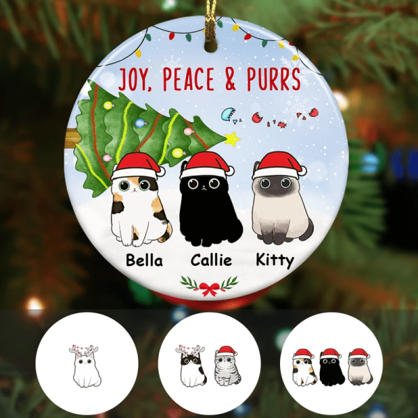 Personalized Joy Peace Purrs Cat Christmas Ornament, Unique Christmas Gifts – Trending Personalized