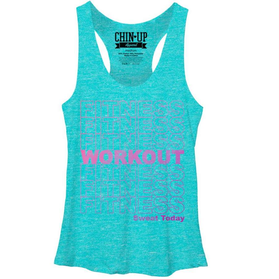 CHIN UP Women’s Fitness Workout  Racerback Tank Tahiti Blue