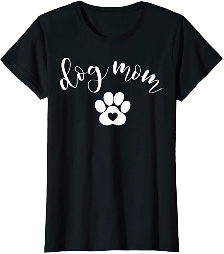 Womens Dog Mom Gifts for Women Graphic Tee – Cute Puppy Paw Print T-Shirt