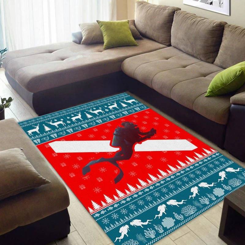 Scuba Diving Ugly Christmas Best Gifts For Diving Lovers On Christmas Area Rug