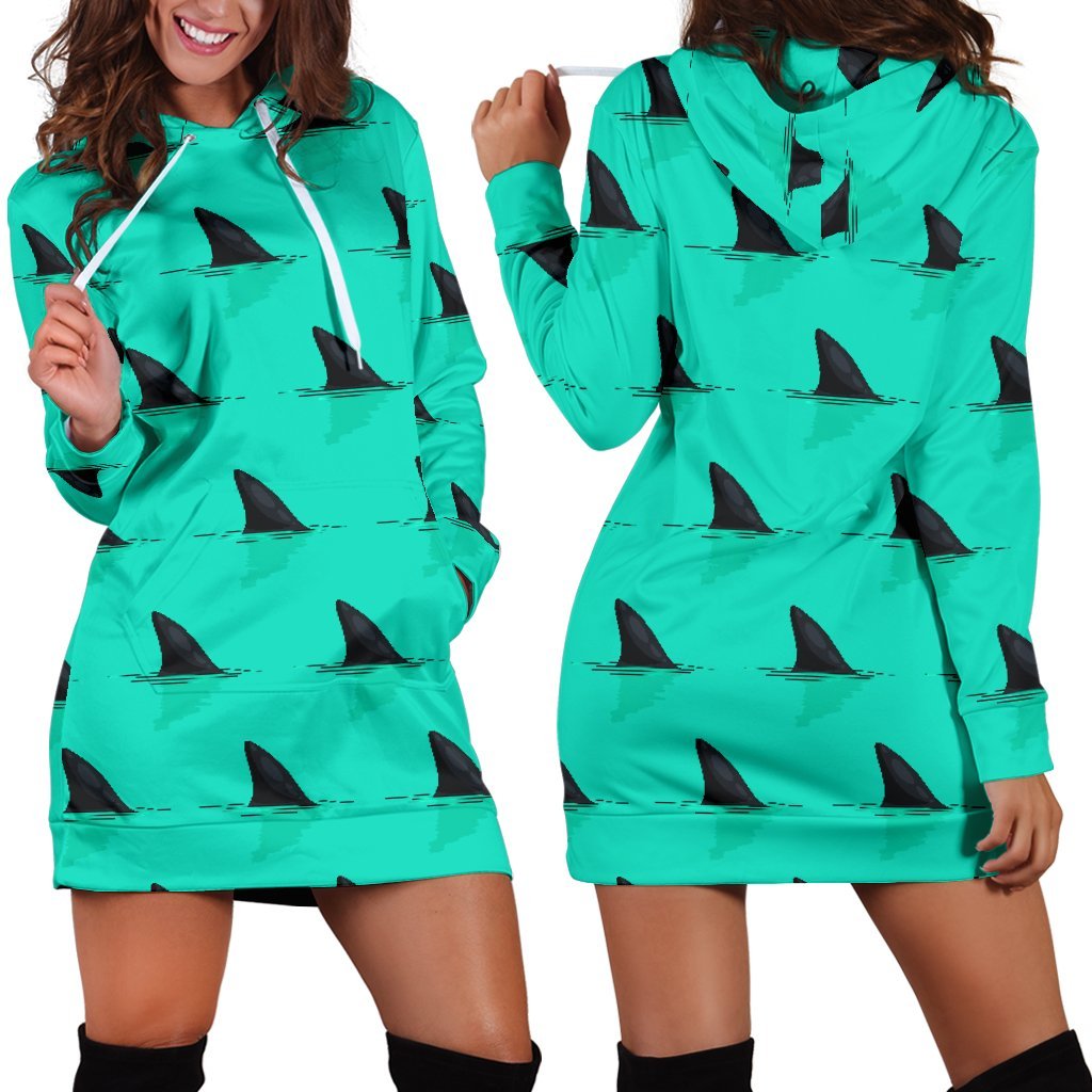 Shark Fin Pattern Women Hoodie Dress