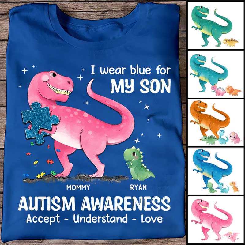 Wear Blue Dinosaur Autism Personalized Shirt