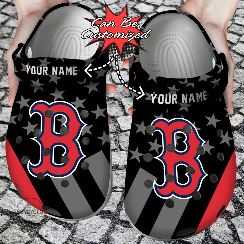 Baseball Personalized BRed Sox Star Flag Clog Shoes