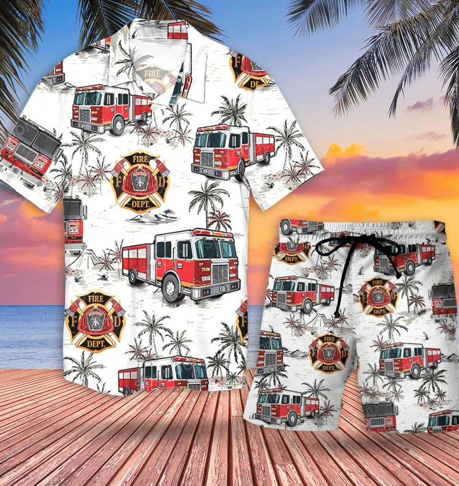 Firefighter Truck Hawaii Shirt Set Unisex Ha81817