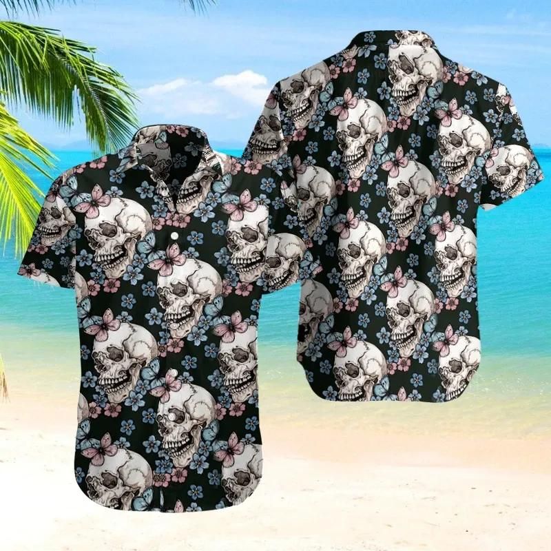 Skull Aloha Hawaii Shirt Colorful Short Sleeve Summer Beach Casual For Men And Women Ha101307