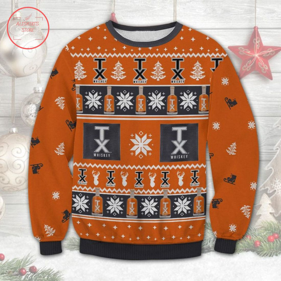 Tx Blended Whiskey Ugly Christmas Sweater