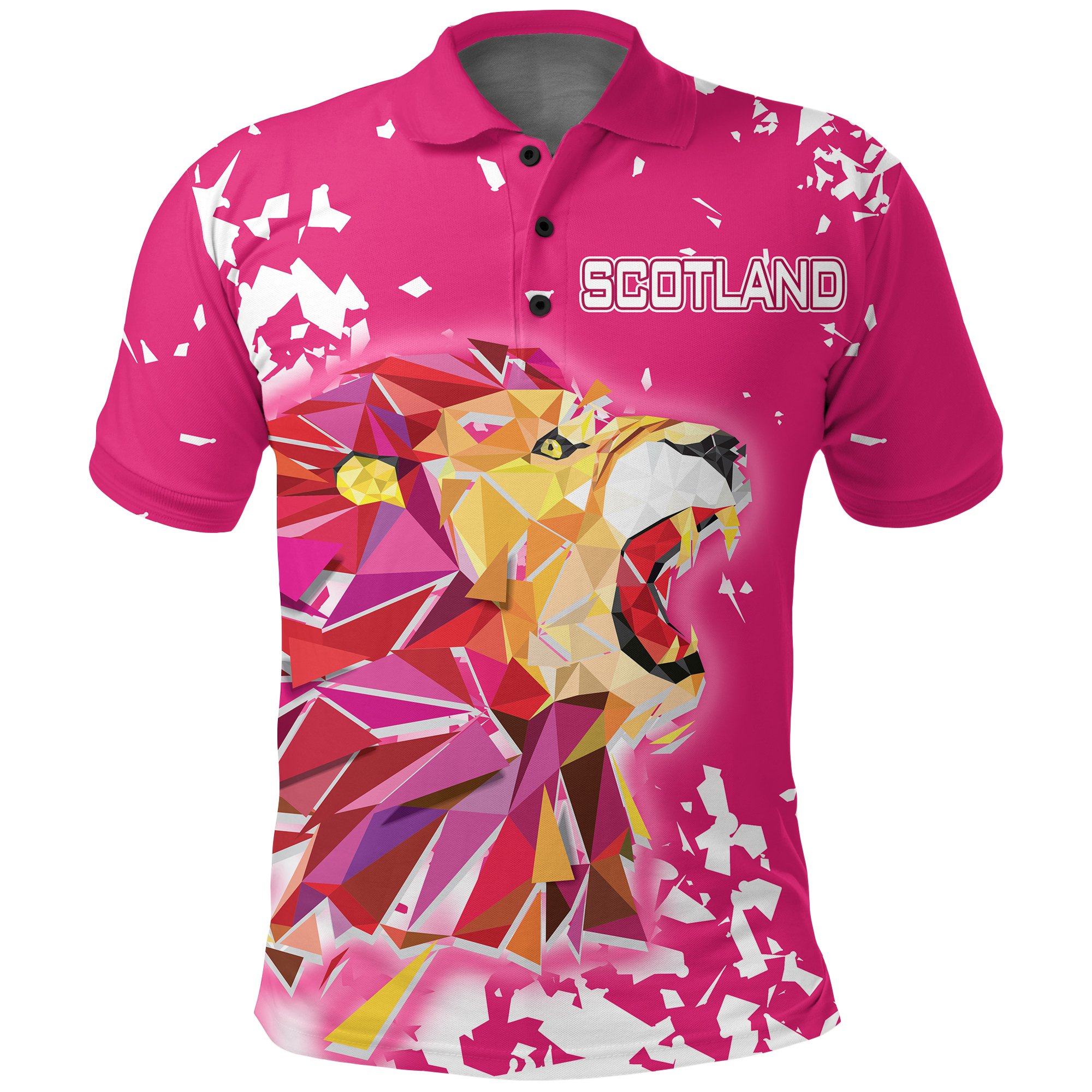 1stScotland Polo Shirt Pink Lion A27