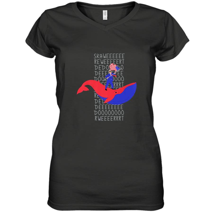 Al Gore dancing on a whale with an American flag tee Women’s V-Neck T-Shirt