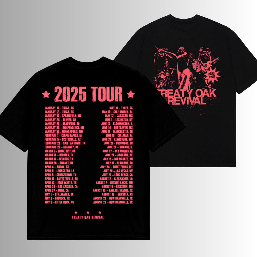 2 Sides Treaty Oak Revival 2025 Tour Graphic T-Shirt, Vintage Cotton Rock Band Top, Classic Summer Outfit Unisex Fit, Great Concert Shirt Gift for Dad & Fans