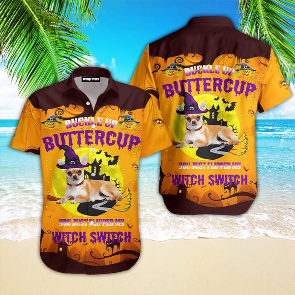 Dog Witch Halloween Buckle Up Butter Cup Hawaii Shirt For Men Women Ha84890