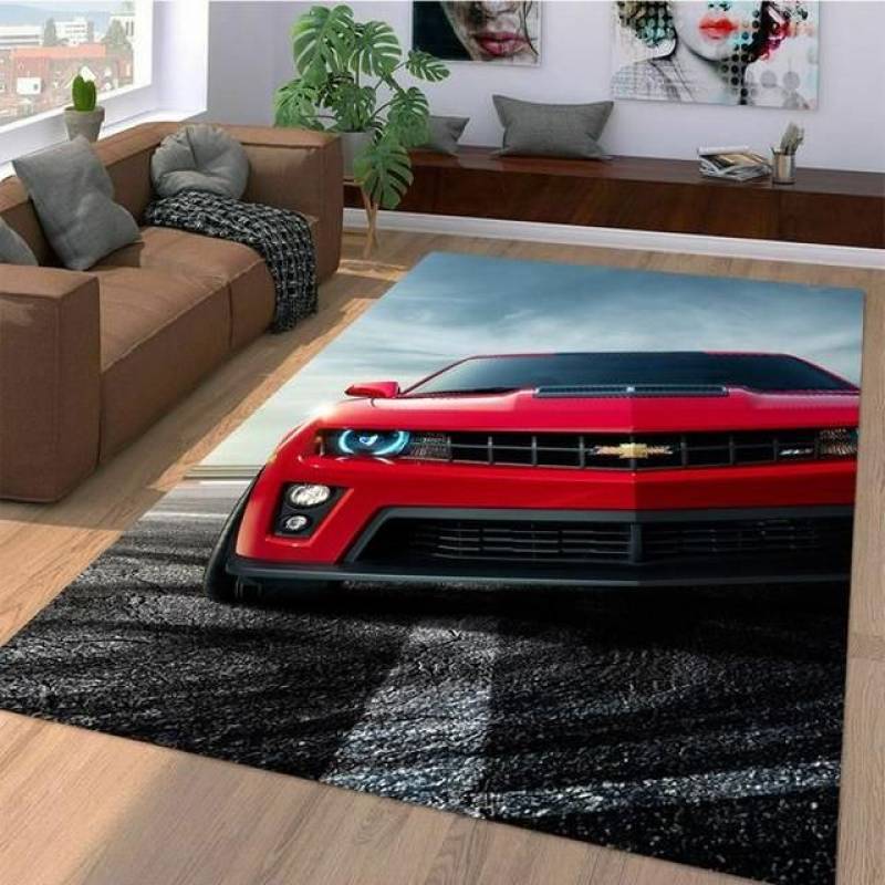 chevrolet red car Living room carpet Rug