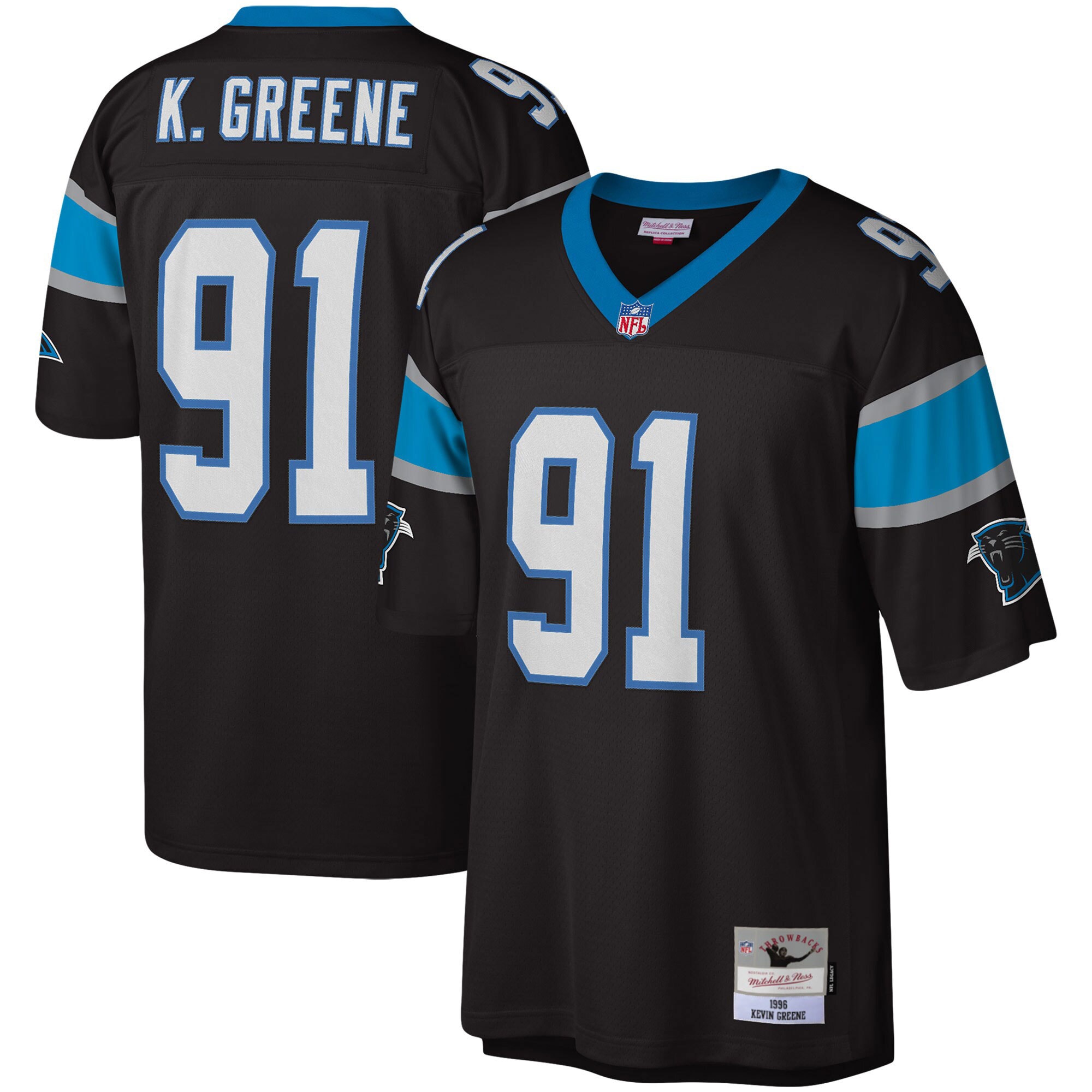 Kevin Greene Carolina Panthers Mitchell & Ness Big & Tall 1996 Retired Player Replica Jersey – Black