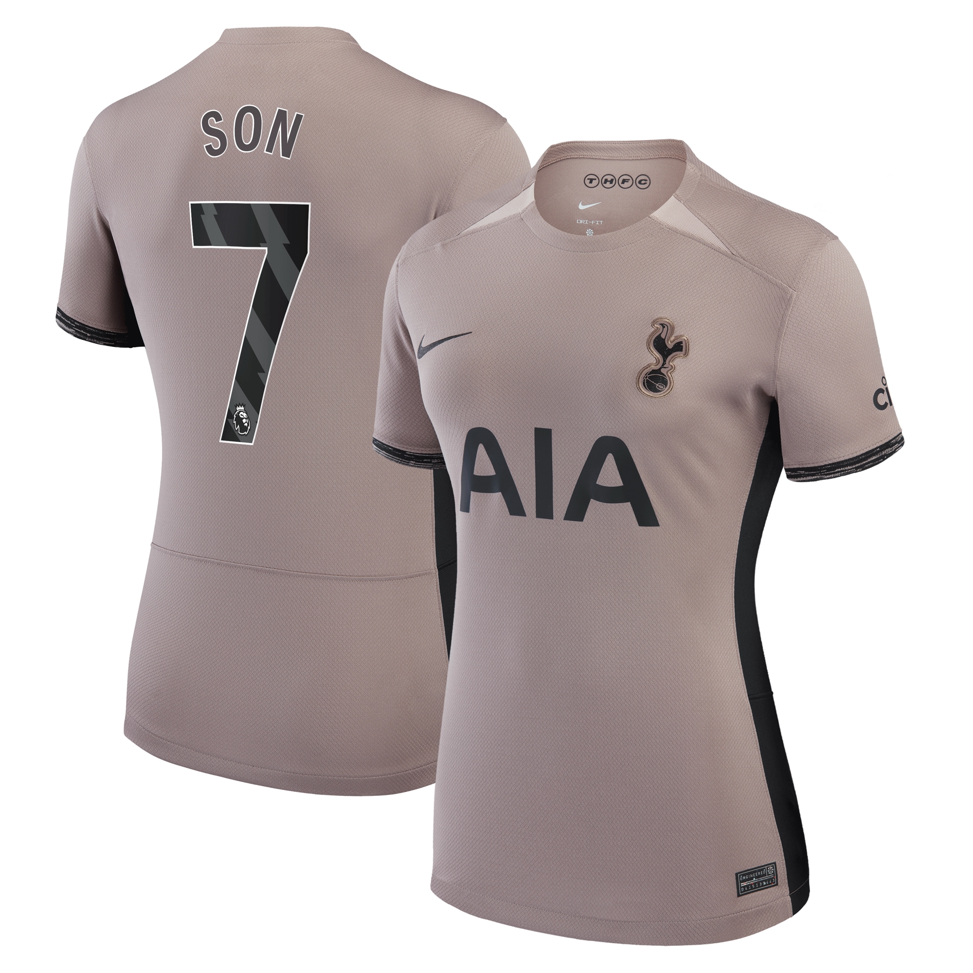 Son Heung-Min Tottenham Hotspur Women's 2023/24 Third Stadium Replica Player Jersey  Tan