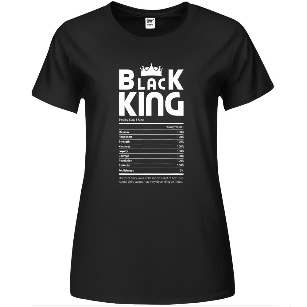 Nutritional Facts Shirt, Nutritional Facts Premium Womens T Shirts, Black King Nutrition Facts Shirt, Black King Nutritional Facts African American Pride Melanin Premium Womens T Shirts