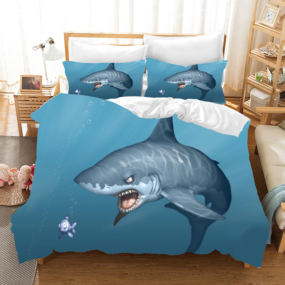 3D Blue Ocean Shark Quilt Cover Set Bedding Set Pillowcases 126