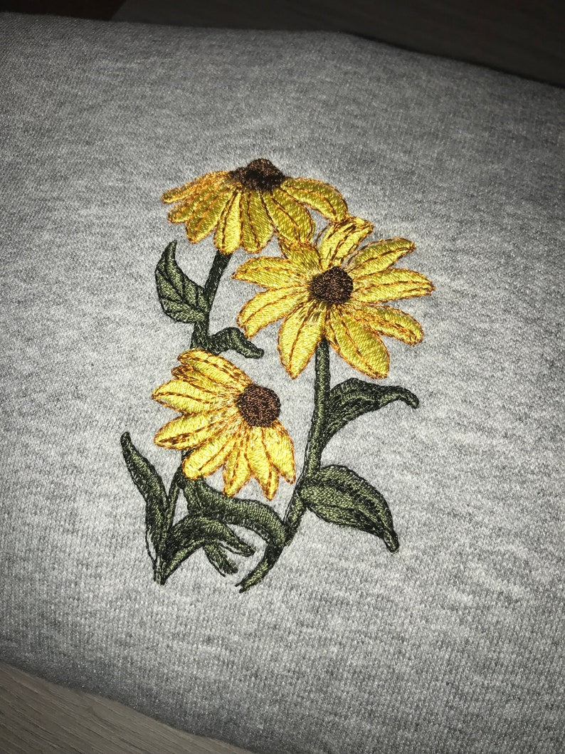 Sunflowers Embroidered Sweatshirt 2D Crewneck Sweatshirt All Over Print Sweatshirt For Women Sweatshirt For Men Sws4334