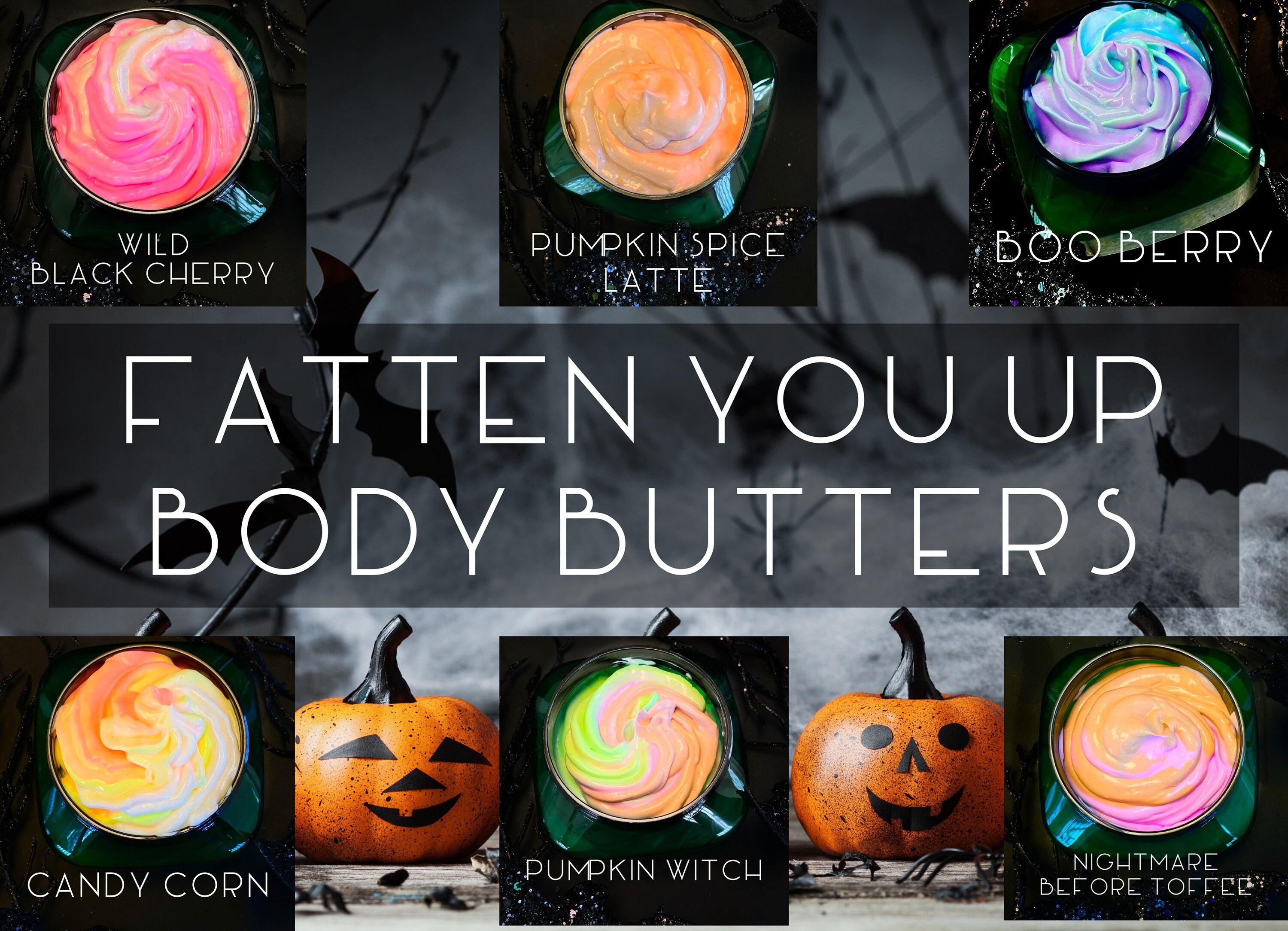 POP Fatten You Up Body Halloween Body Butter Cherry Pumpkin Spice Amber Hazelnut Toffee Emulsified Body Butter Luxurious Butters Non Greasy