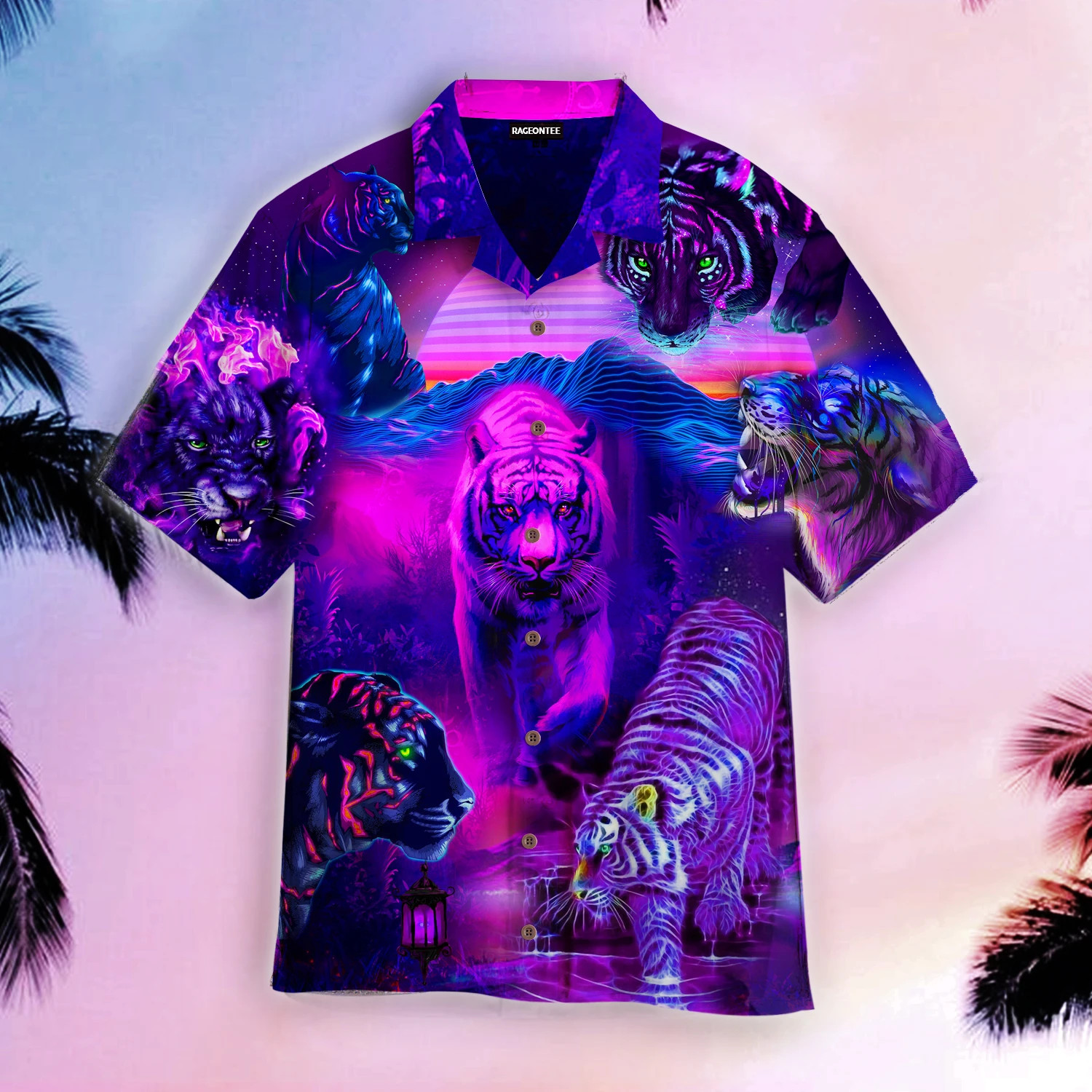 The Roar Of Neon Tiger King Hawaii Shirt Unisex Adult Ha29531