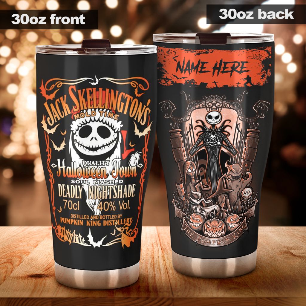 4THHTM-JACK SKELLINGTON HALLOWEEN TOWN PERSONALIZED TUMBLER 20OZ & 30OZ