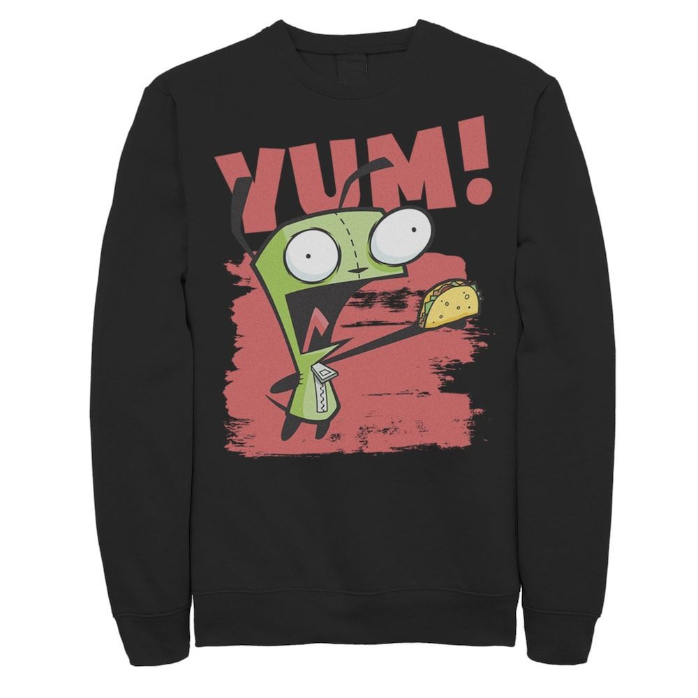 Nickelodeon Invader Zim Gir Screaming Yum Taco Portrait Fleece Blac Shirt