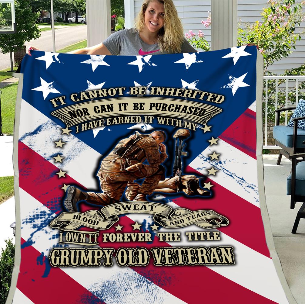 Us Grumpy Veteran Gift, Veteran’S Day Gift, Army Veteran Fleece Blanket