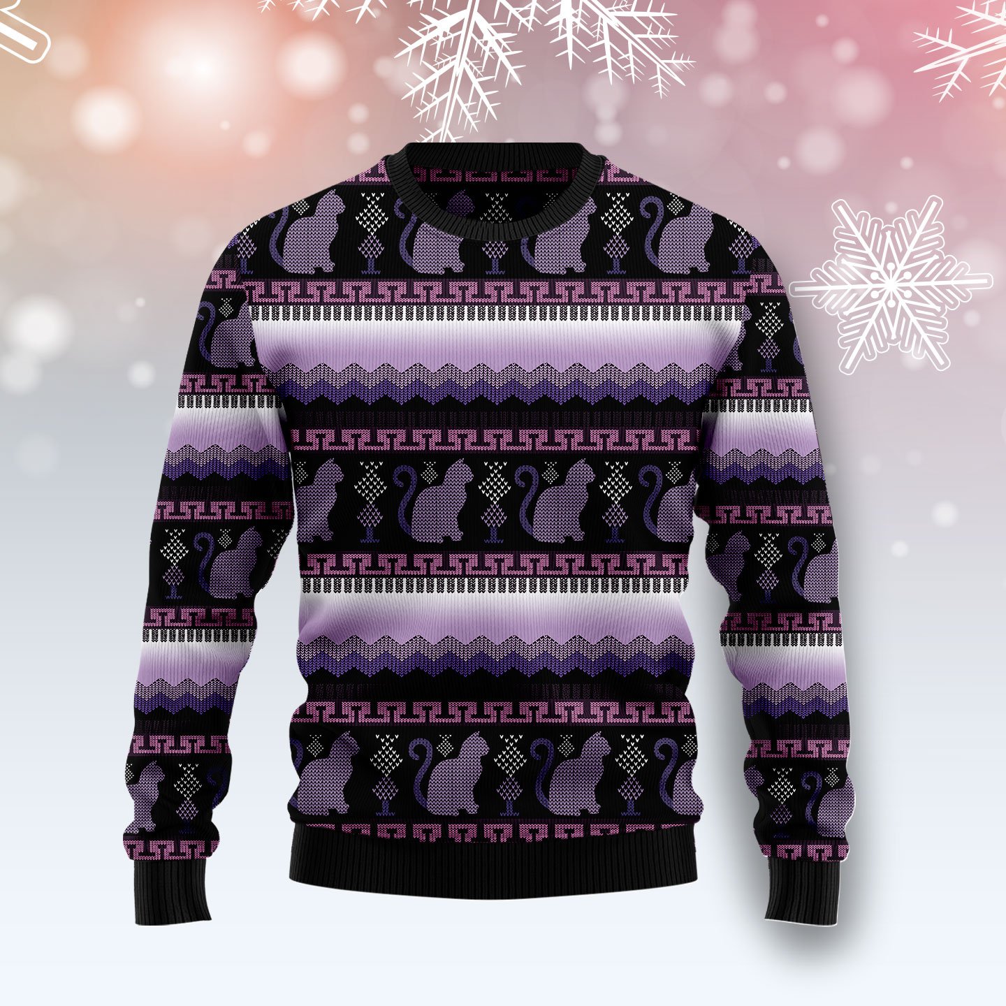 Cat Purple Pattern T810 Ugly Christmas Sweater