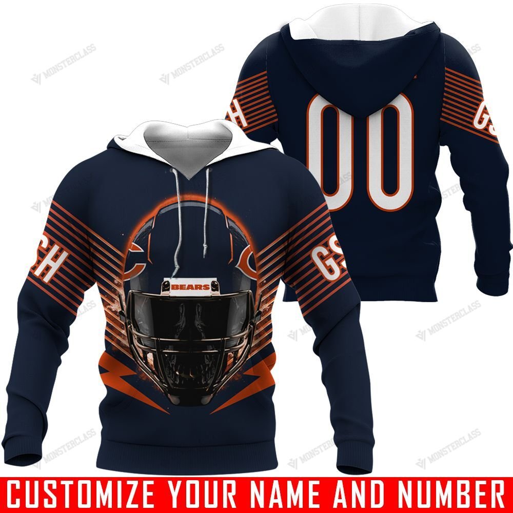 Chicago Bears – Helmets – v2 – CUSTOMIZE NAME AND NUMBER – HOT SALE 3D PRINTED – NOT IN STORE