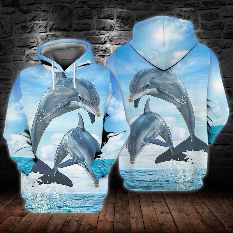 Dolphin Ocean Blue Sky 3D Full Print Hoodie