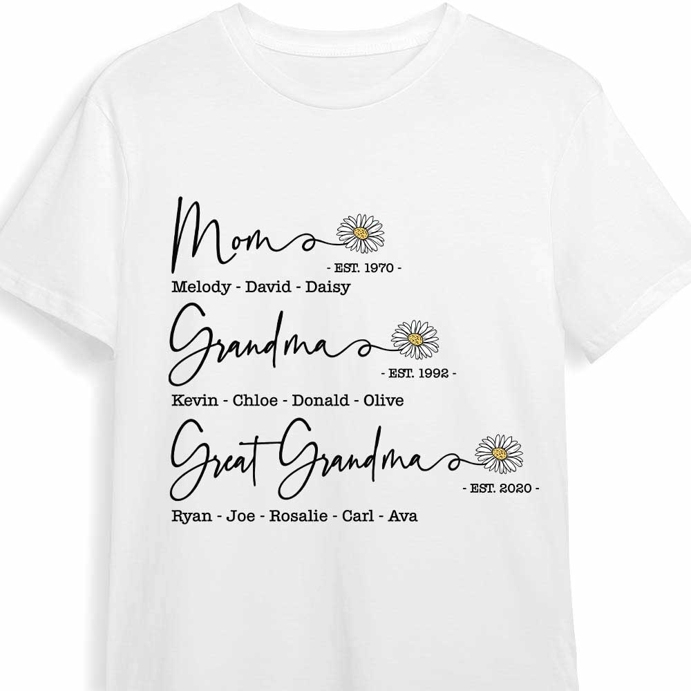 Personalized Mom Grandma Great Grandma Birth Flower T Shirt My261 23O47