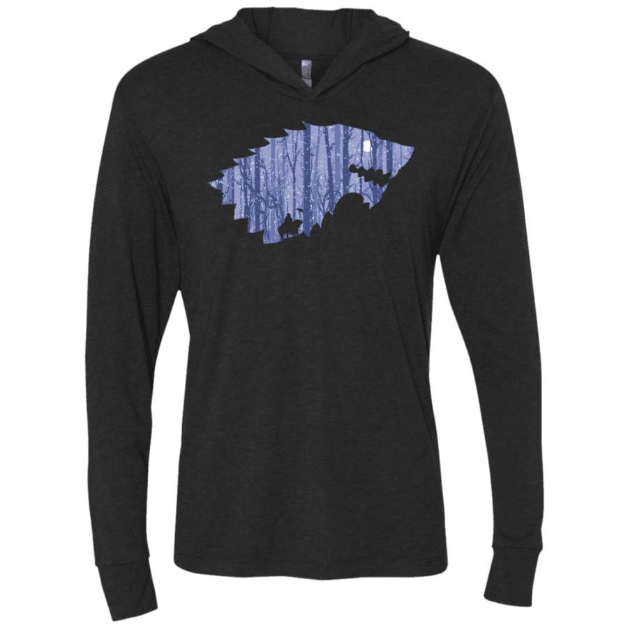 Wolf Of Winter Triblend Long Sleeve Hoodie Tee