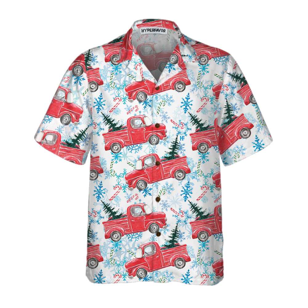 Christmas Red Retro Truck With Candy Cane Hawaii Shirt Ha12181