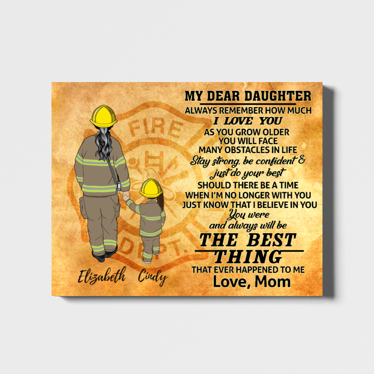 [Personalized Name] Mom Daughter Landscape Canvas Gift For Mother Home Decor Family’s Gift Gift For Firefighter Mother