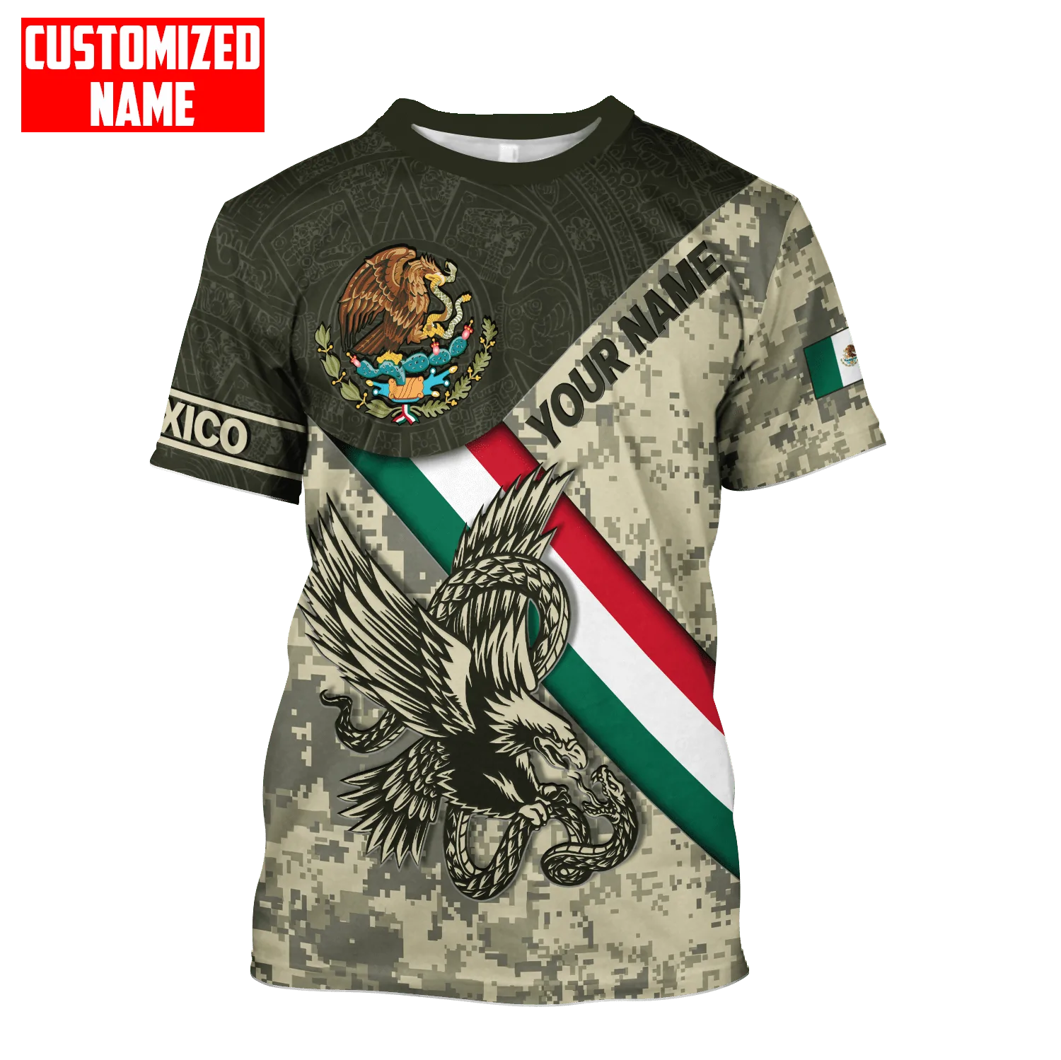 Personalized Mexico Eagle Camoflauge Flag Pattern Shirt Mexican Shirt Men Women