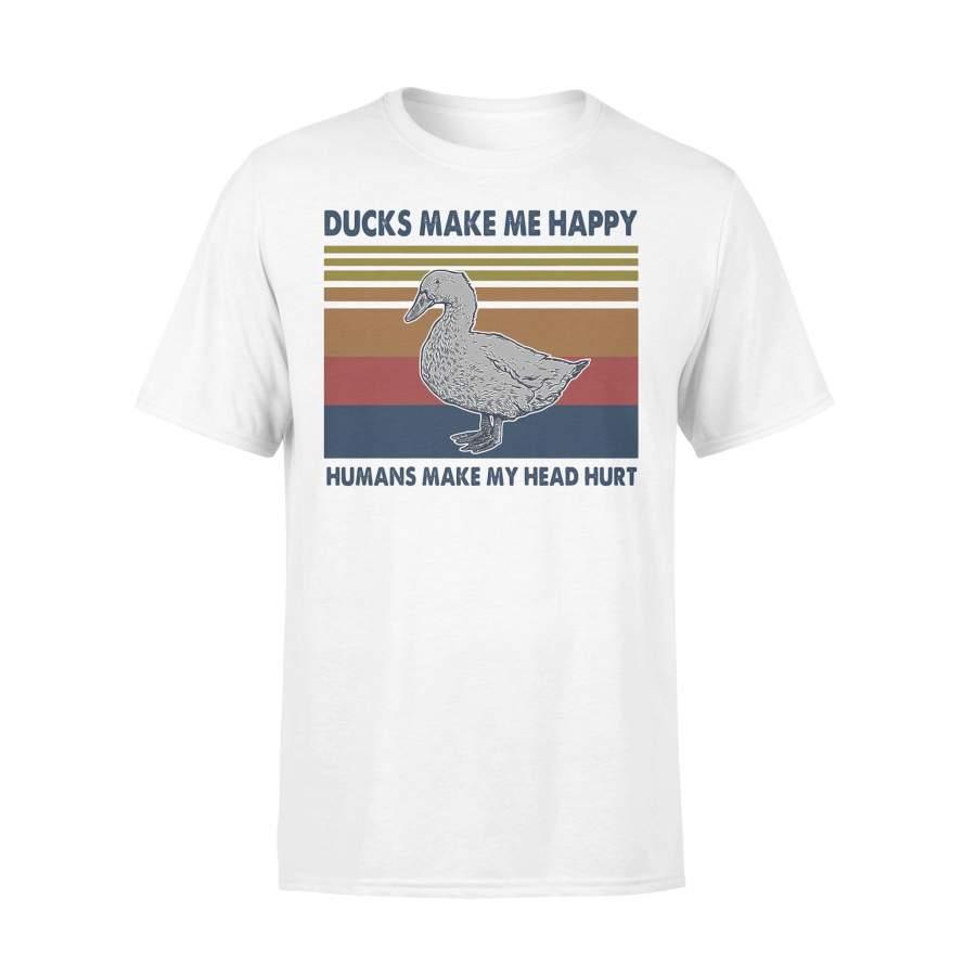 Ducks Make Me Happy Humans Make Me Head Hurt Vintage Retro T-shirt