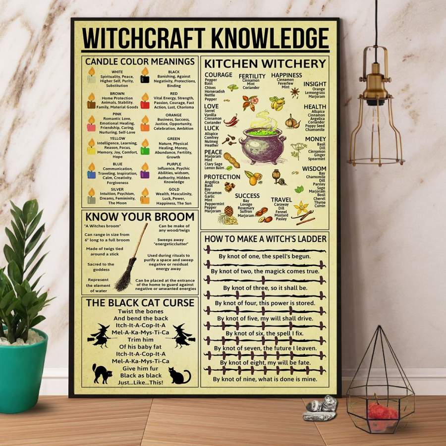 Witchcraft Knowledge Witchcraft Lover Paper Poster No Frame/ Wrapped Canvas Wall Decor Full Size