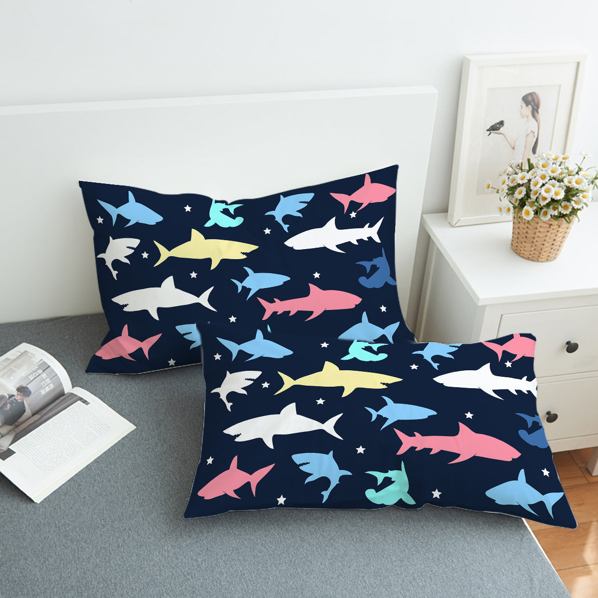 Colored Sharks Swzt0102 Pillowcase